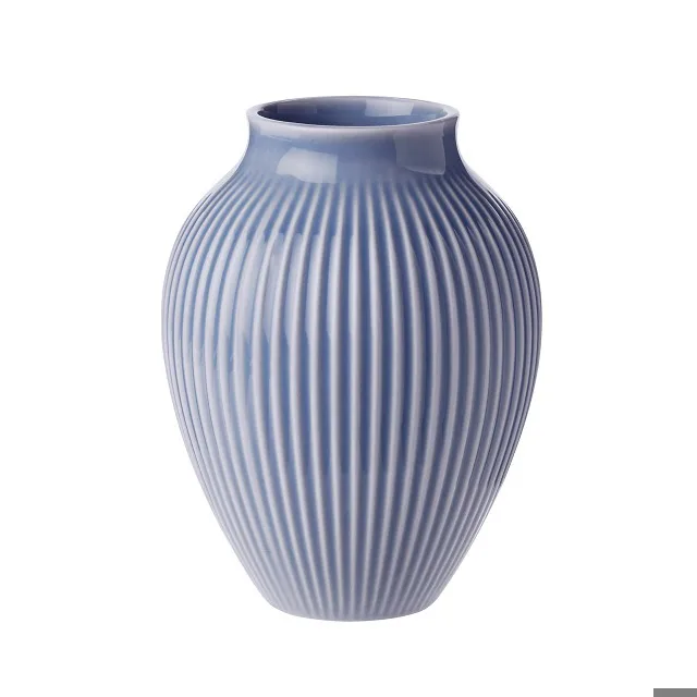 Knabstrup Keramik Knabstrup vas räfflad 12,5 cm Lavendelblå