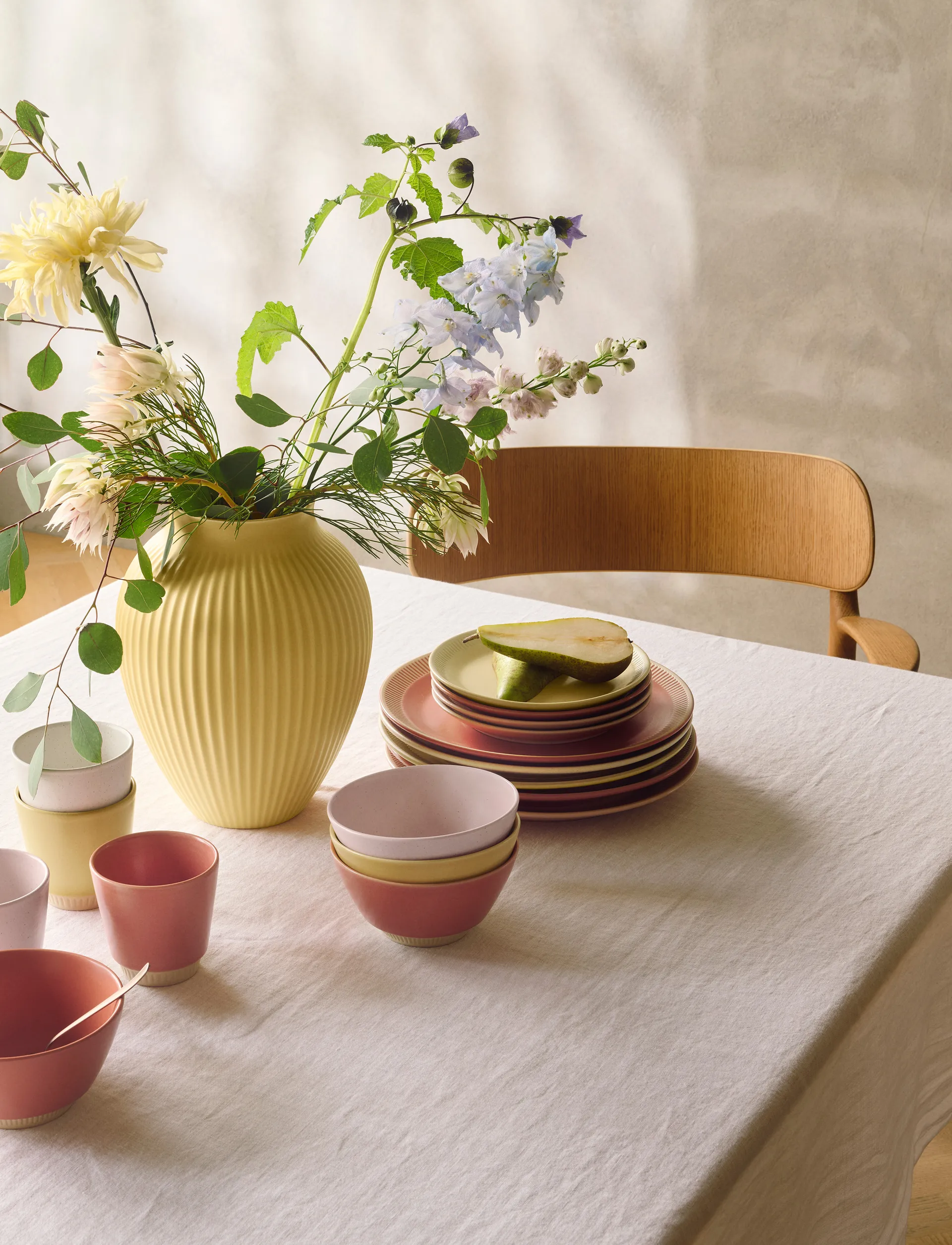 Knabstrup vas räfflad 12,5 cm, Yellow Knabstrup Keramik