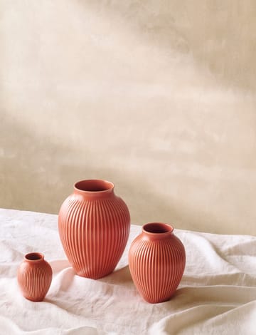Knabstrup vas räfflad 20 cm - Coral - Knabstrup Keramik