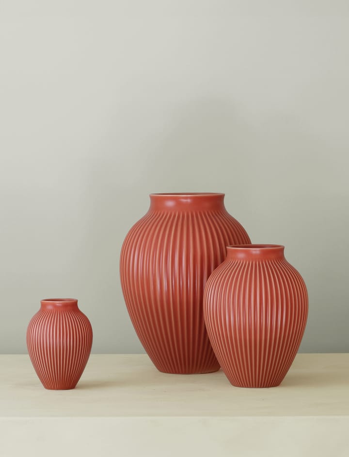 Knabstrup vas räfflad 20 cm, Coral Knabstrup Keramik