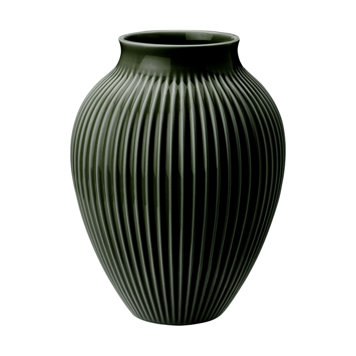 Knabstrup vas räfflad 20 cm - Dark green - Knabstrup Keramik