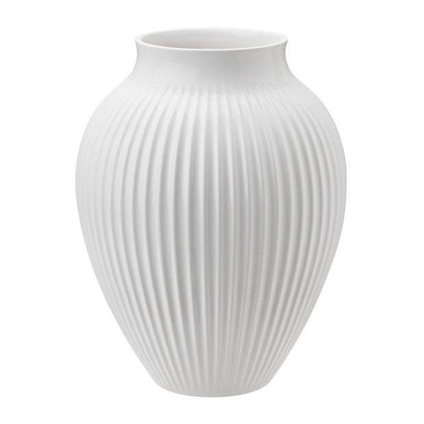 Knabstrup Keramik Knabstrup vas räfflad 20 cm Vit | Skandinavisk Design | Vaser | Vit