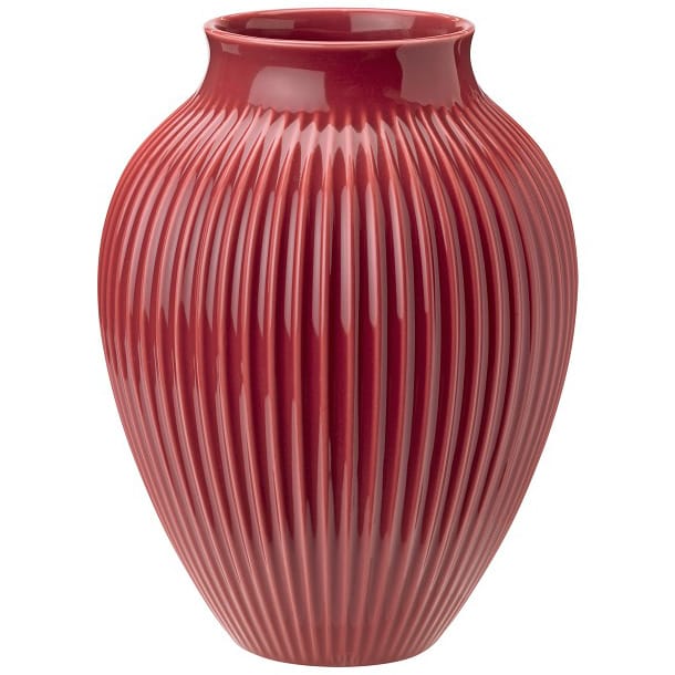 Knabstrup vas räfflad 27 cm - Bordeaux - Knabstrup Keramik