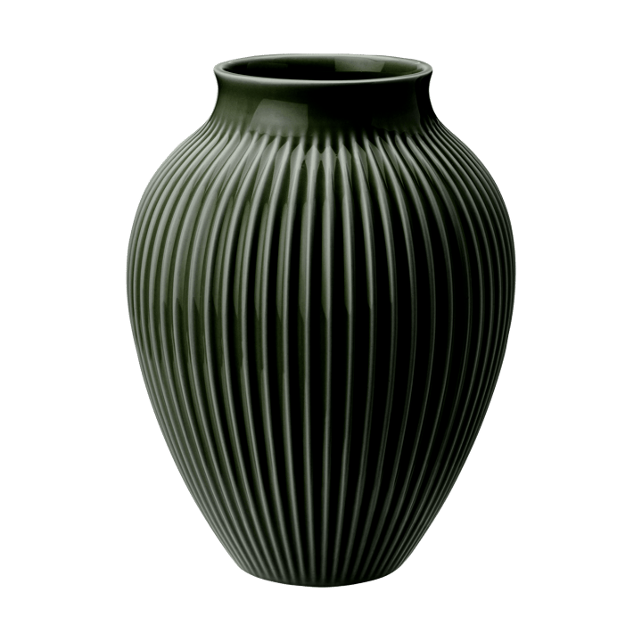 Knabstrup vas räfflad 27 cm - Dark green - Knabstrup Keramik