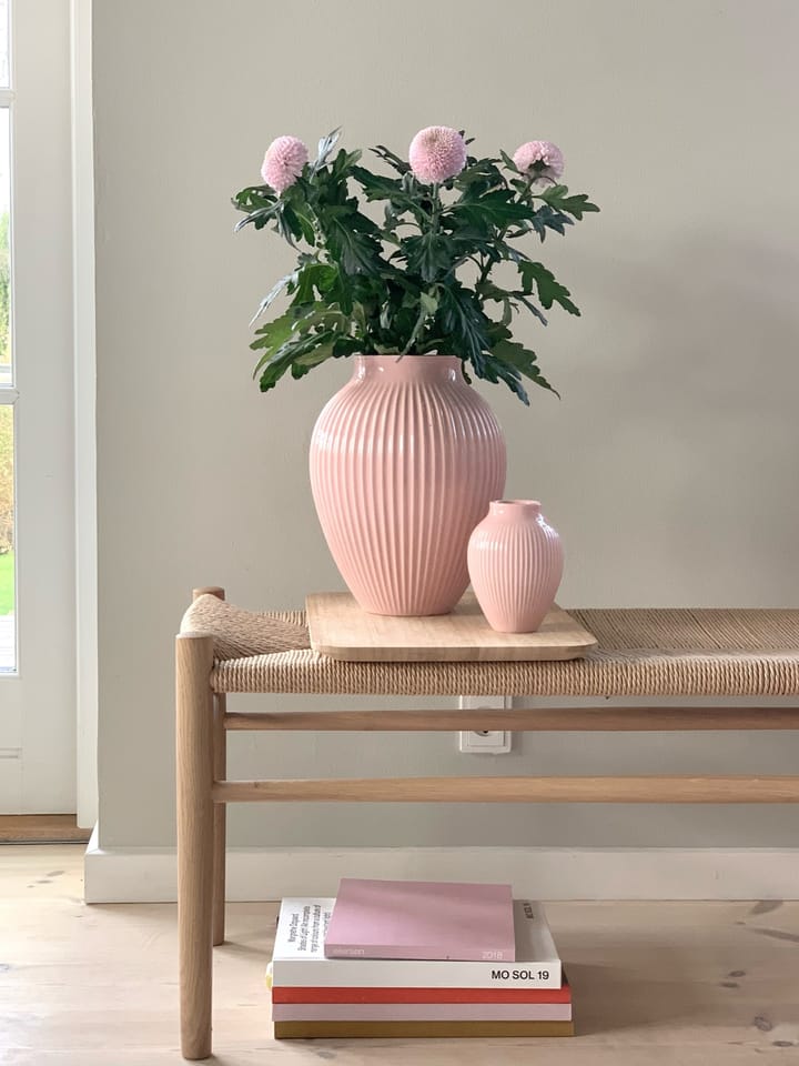 Knabstrup vas räfflad 27 cm, Rosa Knabstrup Keramik