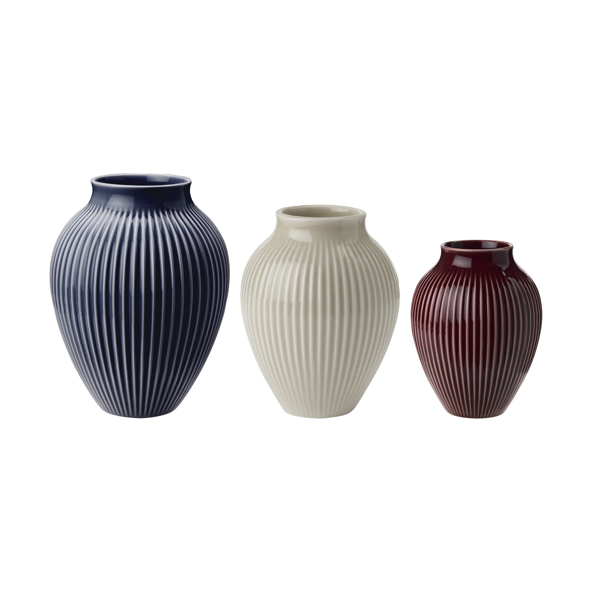 Knabstrup vas räfflad 3-pack, Berry-sand-dark blue Knabstrup Keramik