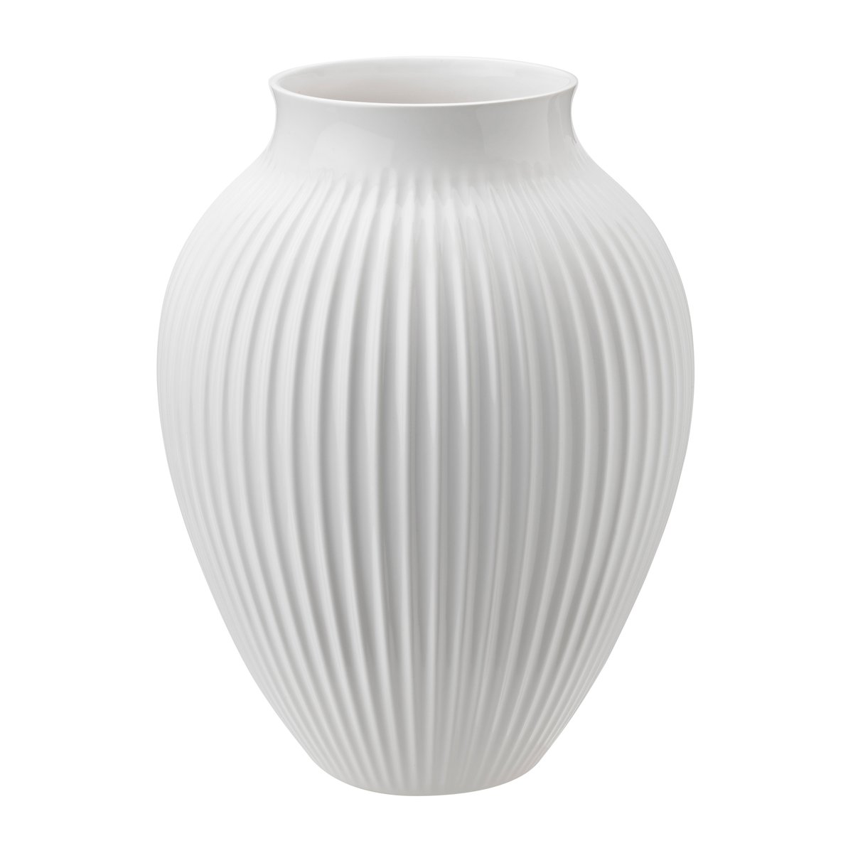 Knabstrup Keramik Knabstrup vas räfflad 35 cm Vit | Skandinavisk Design | Vaser | Vit