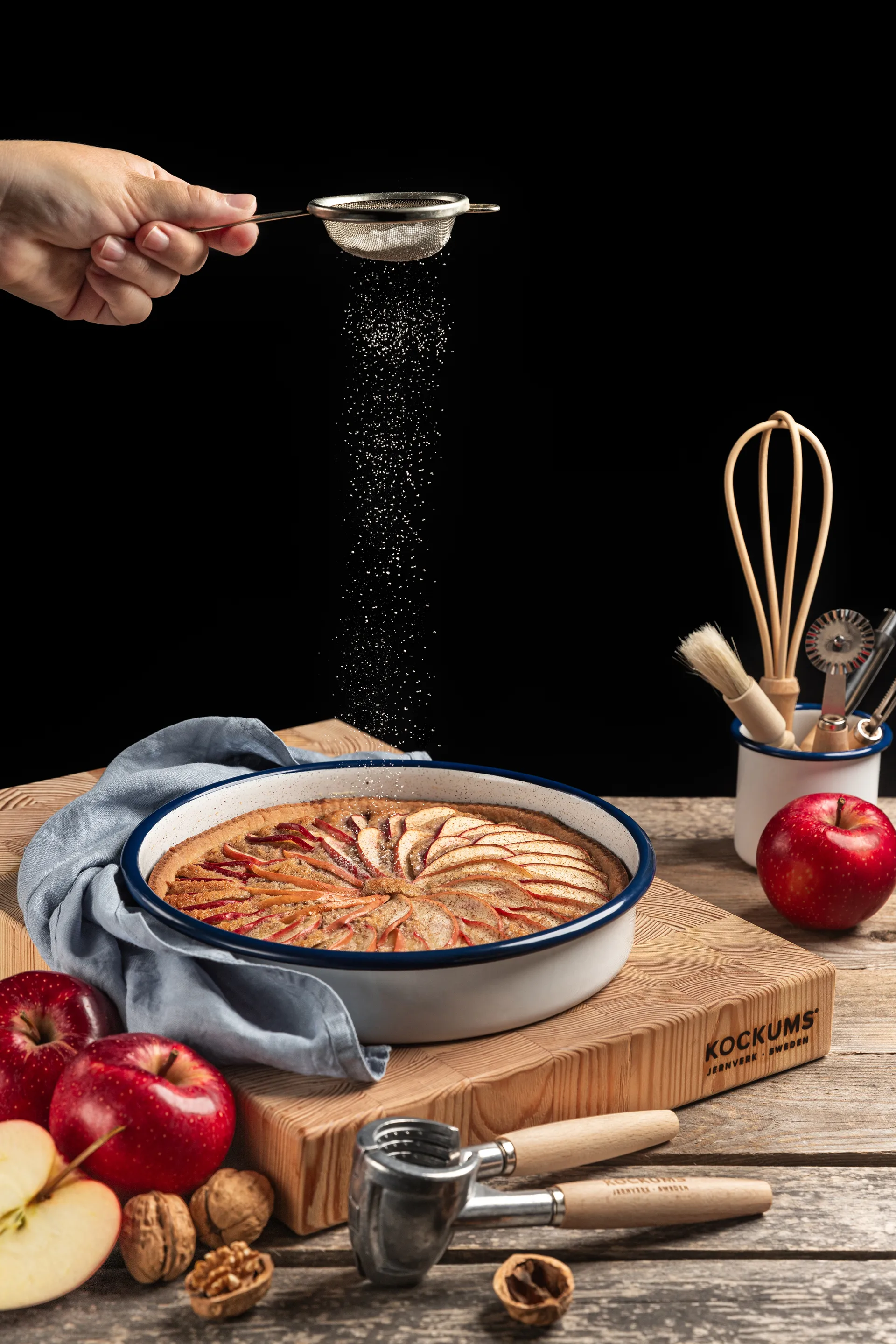 Kockums ugnsform, Kockums white-blå, rund, Ø24 cm Kockums Jernverk