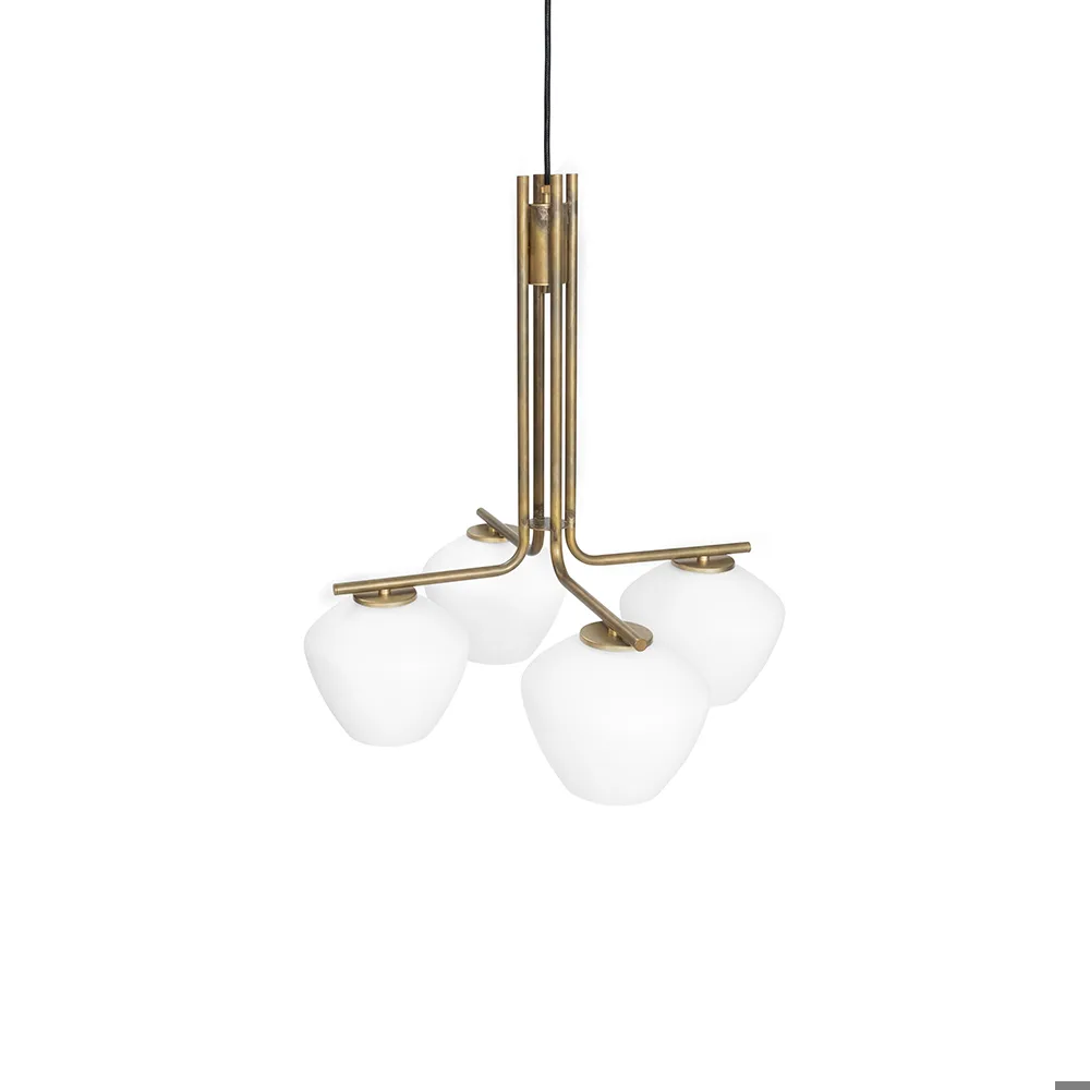 Konsthantverk DK 4-Låg pendel rå mässing/matt vit