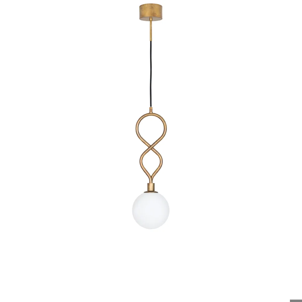 Konsthantverk Eld Klot pendel mässing rå, matt vit