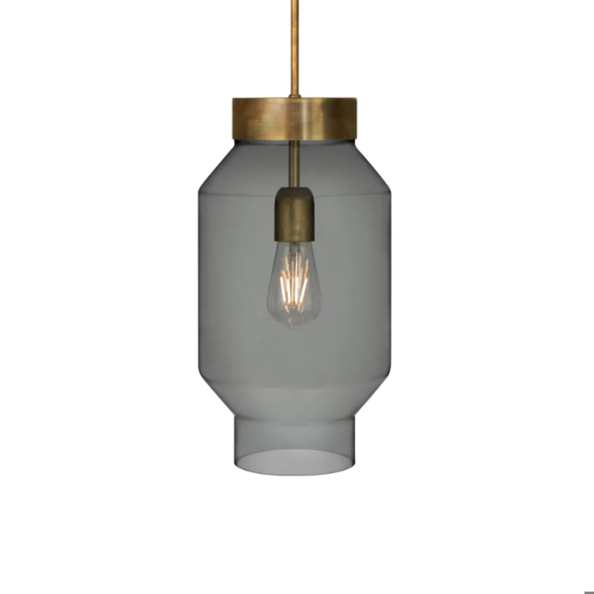 Konsthantverk Fenomen pendel Rökfärgat glas-rå mässing-stor