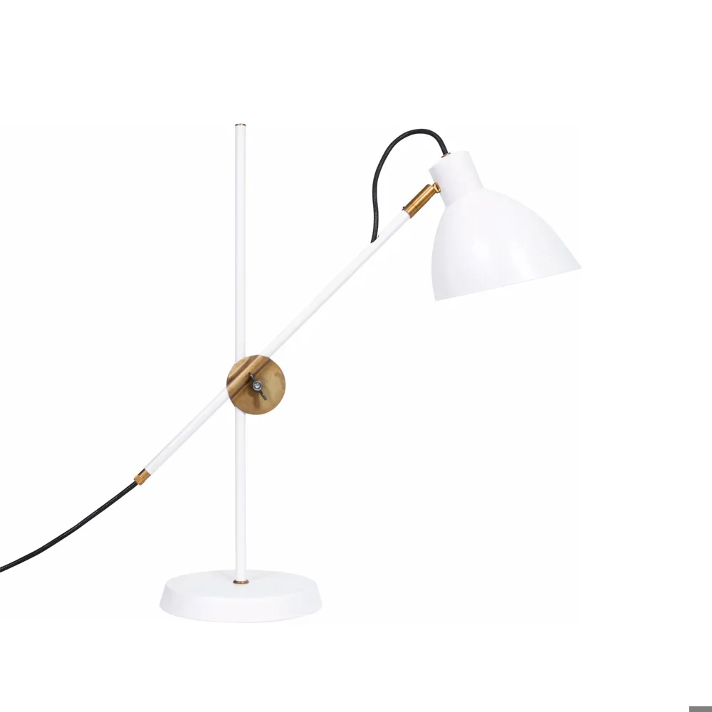Konsthantverk KH1 bordslampa vit matt, råmässing