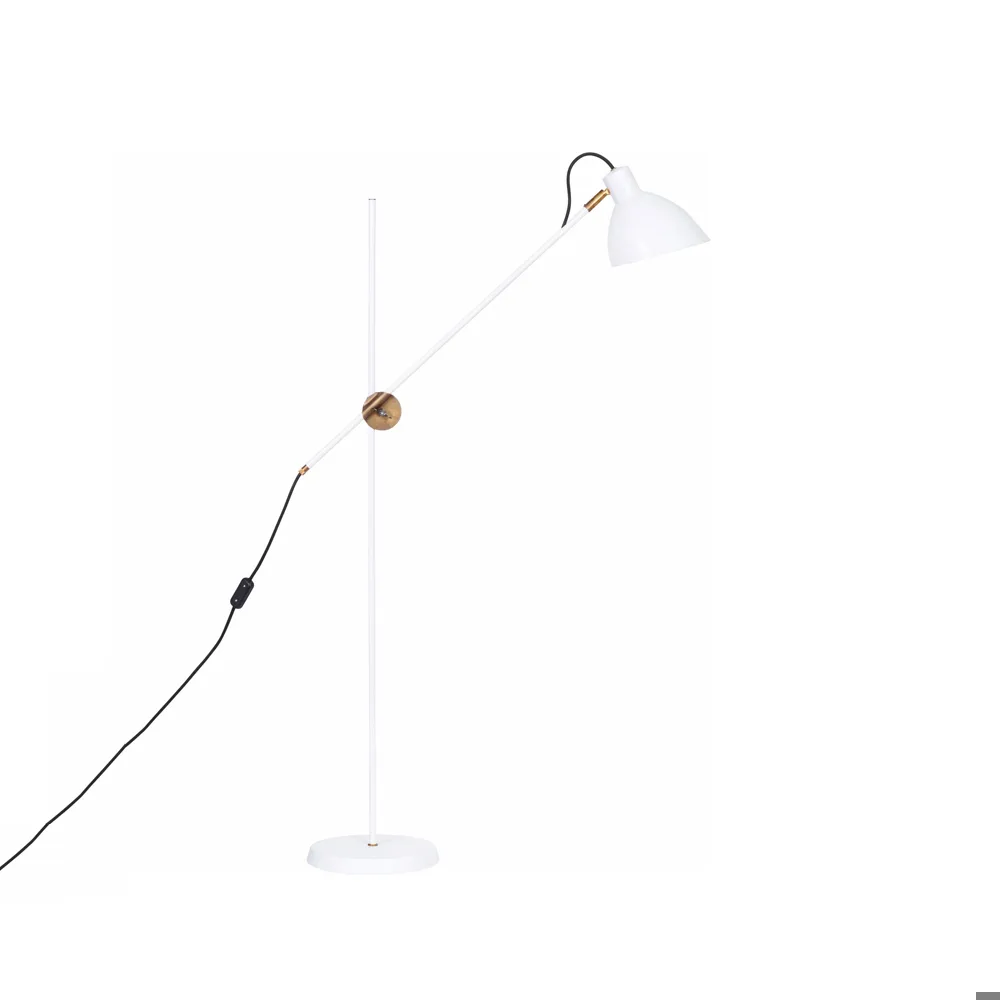 Konsthantverk KH1 golvlampa vit matt, råmässing