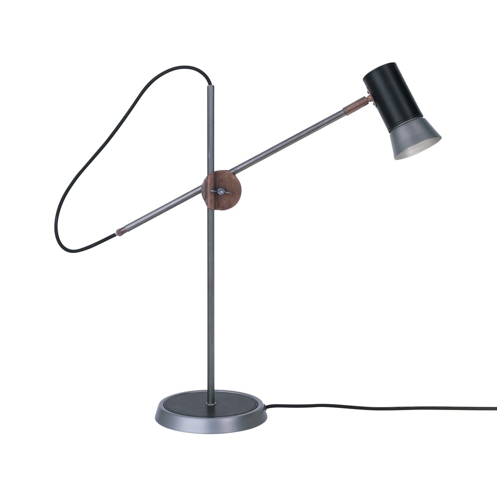 Konsthantverk Kusk bordslampa råjärn/svart läder | Skandinavisk Design | Bordslampor | Svart