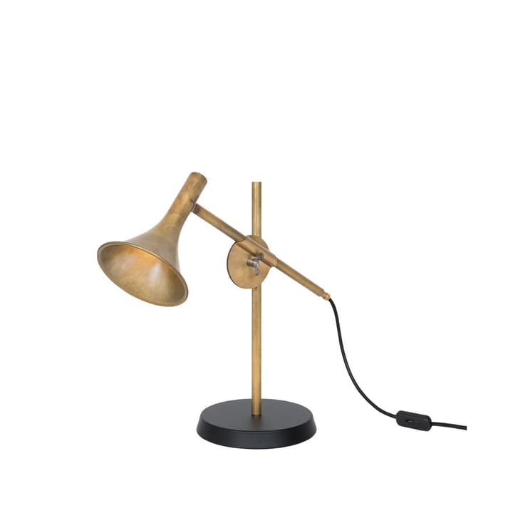 Megafon bordslampa - rå mässing, svart fot - Konsthantverk