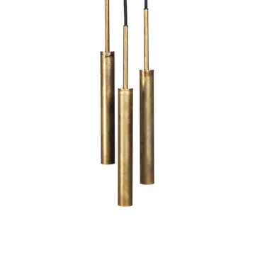 Stav pendel 3 rund takplatta - Råmässing - Konsthantverk