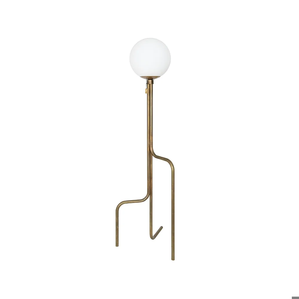 Konsthantverk Strapatz golvlampa rå mässing/matt vit