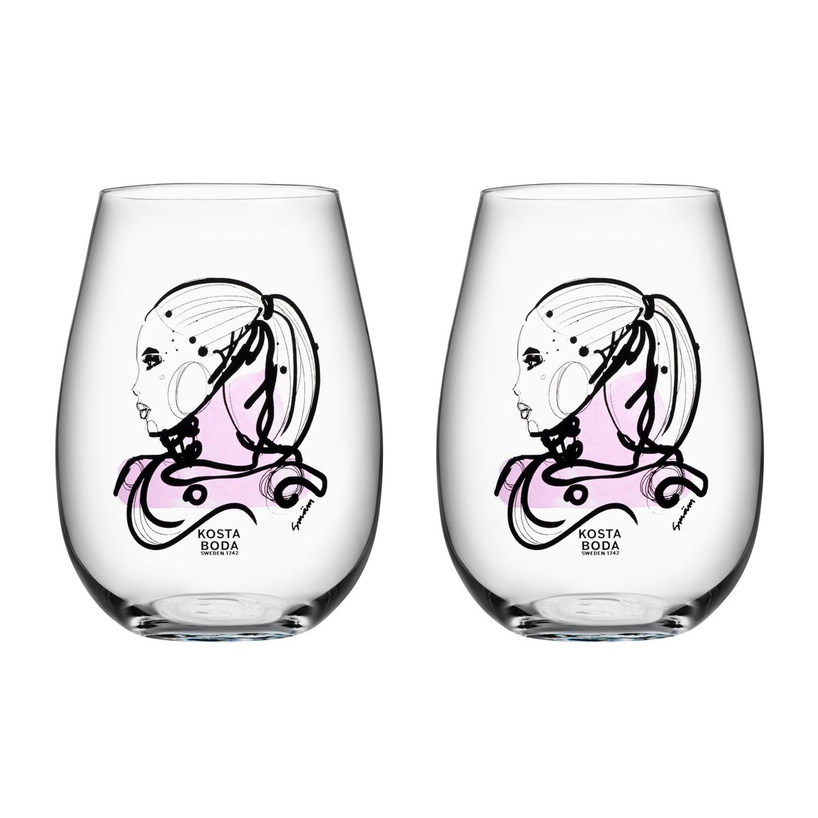All about you glas 2-pack love you (rosa)
