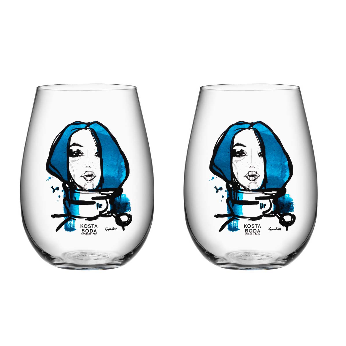 All about you glas 2-pack miss you (blå)