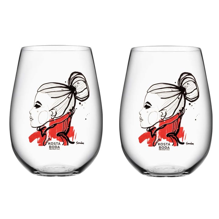 All about you glas 2-pack - want you (röd) - Kosta Boda
