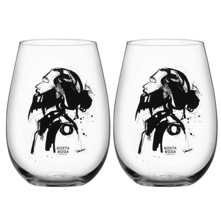 All about you tumblerglas 57 cl 2-pack - Love him (grå) - Kosta Boda
