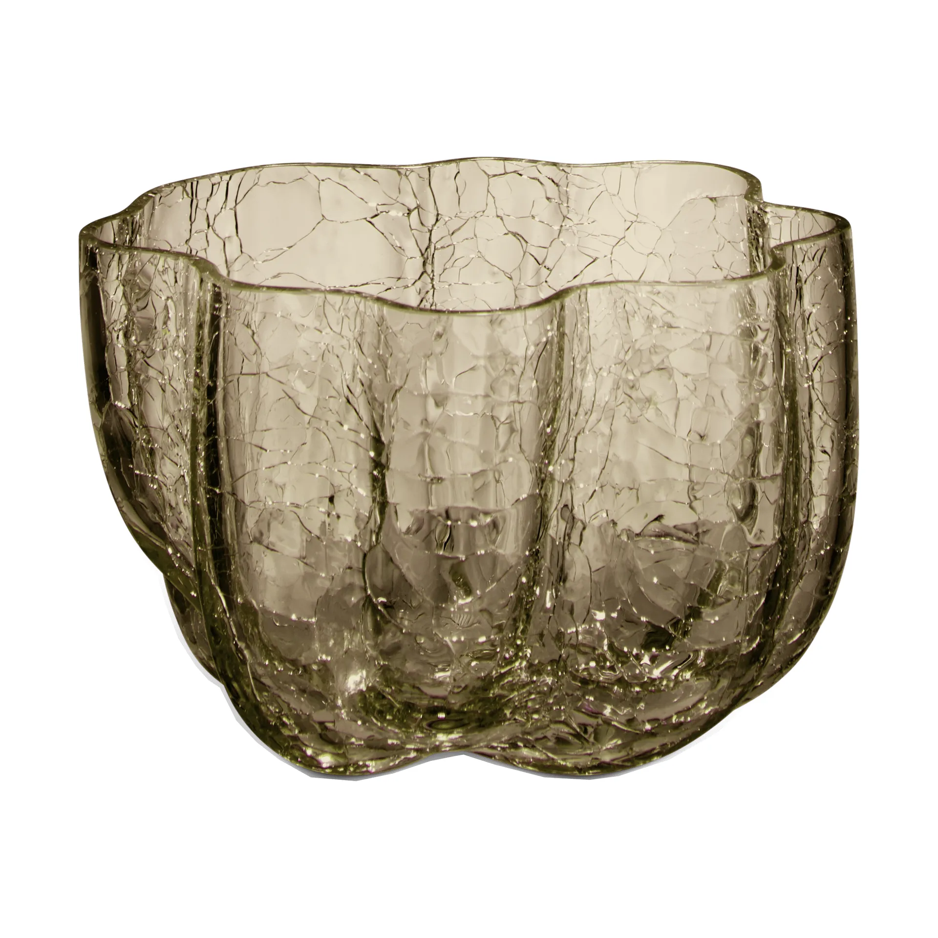 Crackle ljuslykta 5,8 cm, Taupe Kosta Boda
