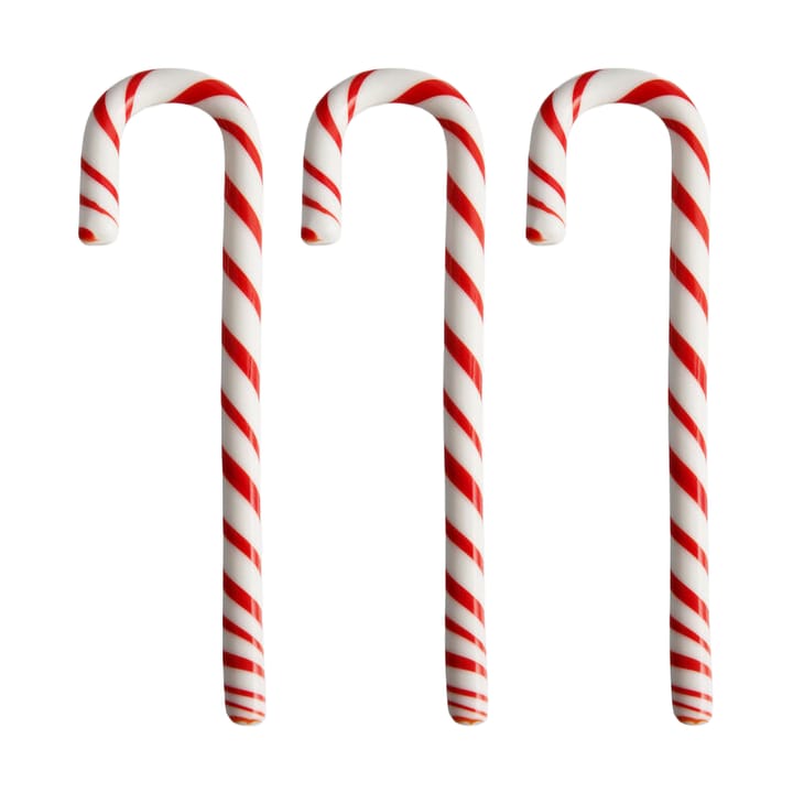 Polka käpp 17 cm 3-pack - Vit-röd - Kosta Boda