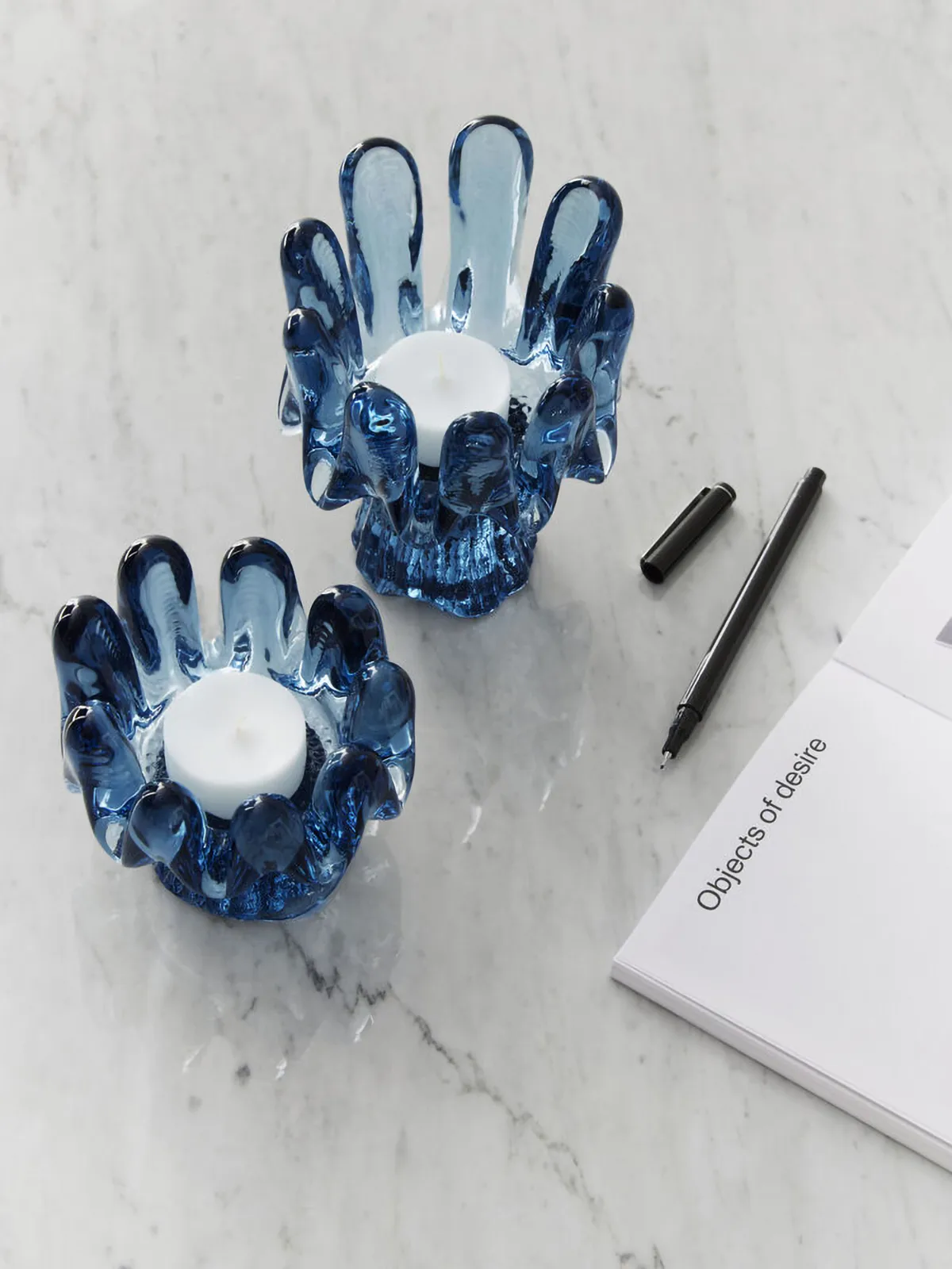 Solros ljuslykta cirkulärt glas 11,5 cm, Blå Kosta Boda