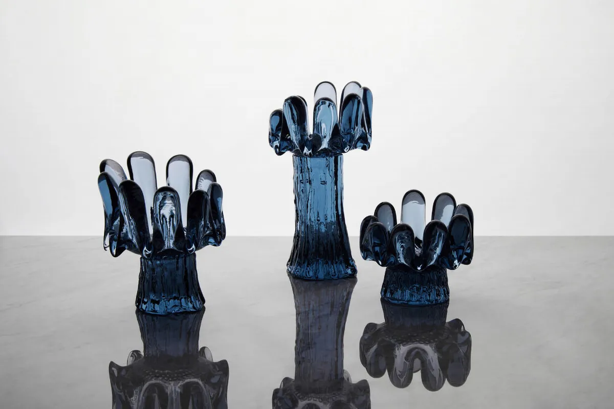 Solros ljuslykta cirkulärt glas 11,5 cm, Blå Kosta Boda