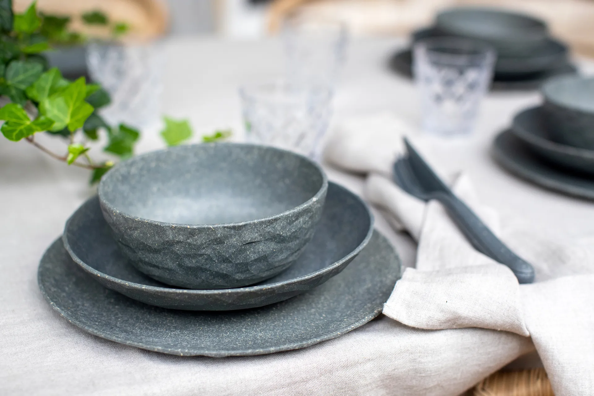 Club djup tallrik Ø22 cm 4-pack biocirk termoplast, Nature ash grey Koziol