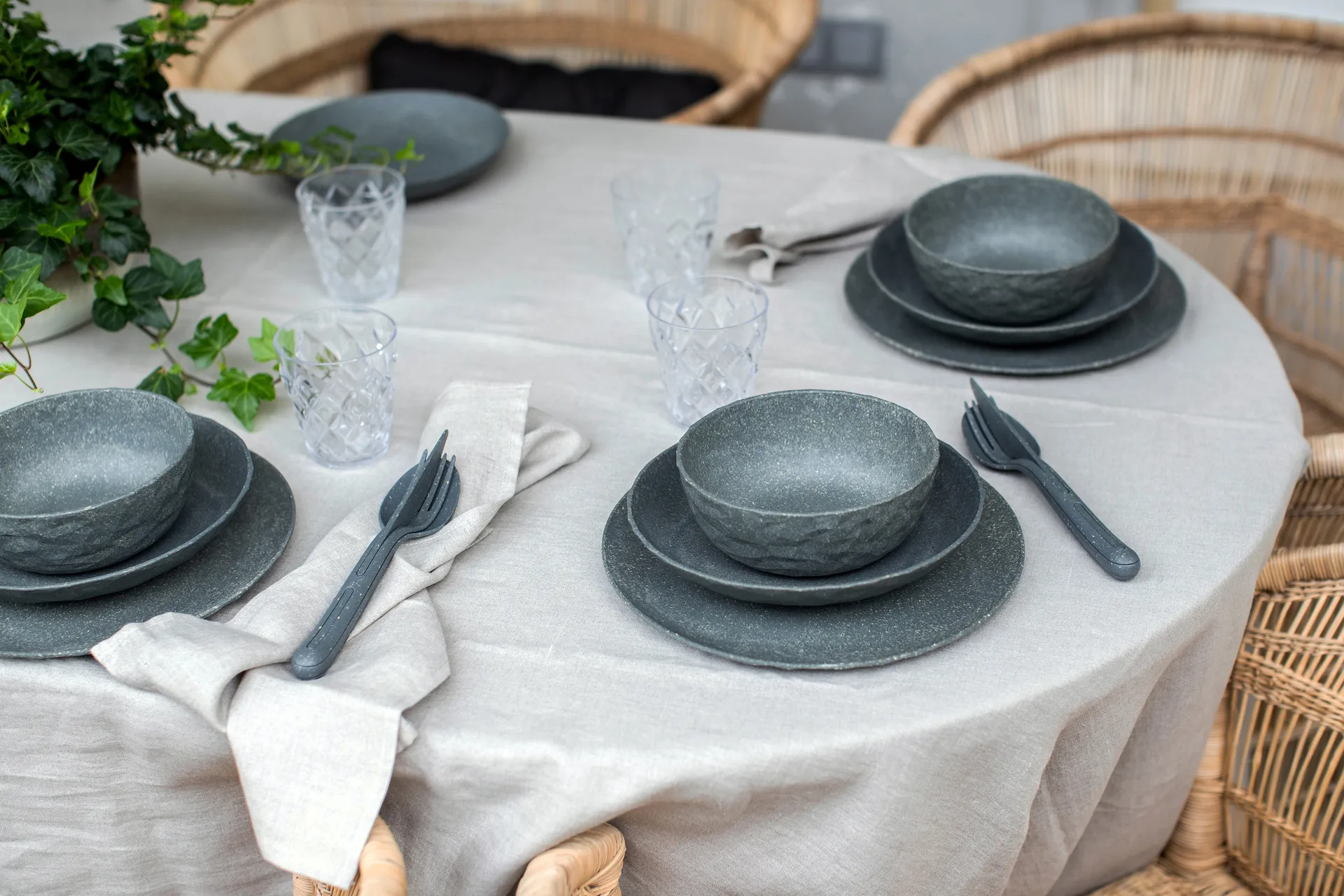 Club djup tallrik Ø22 cm 4-pack biocirk termoplast, Nature ash grey Koziol