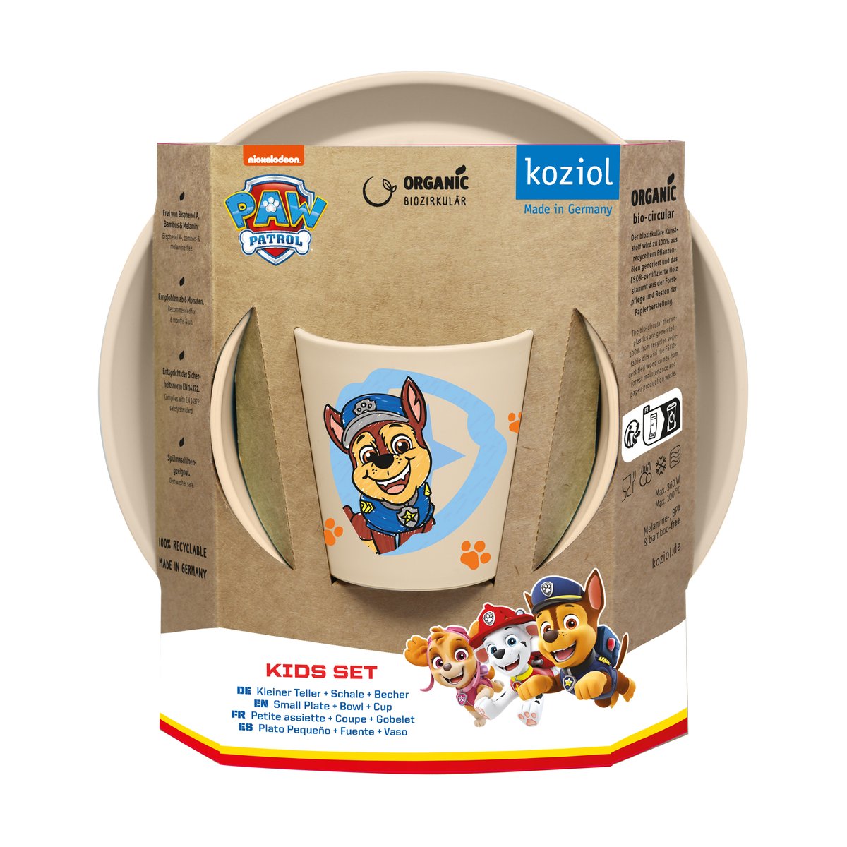 Koziol Connect Paw Patrol barnservis 3 delar Beige | Skandinavisk Design | Serviser & Startset | Beige