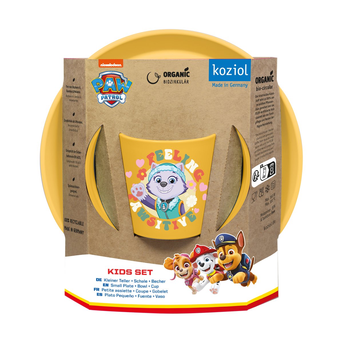 Koziol Connect Paw Patrol barnservis 3 delar Gul | Skandinavisk Design | Serviser & Startset | Gul