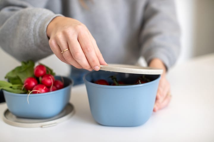 Connect skål med lock 1 L biocirkulär termoplast, Nature flower blue Koziol