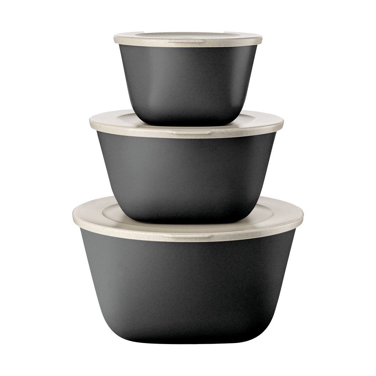 Koziol Connect Stockholm skål+lock 3 delar biocirk plast Nature ash grey