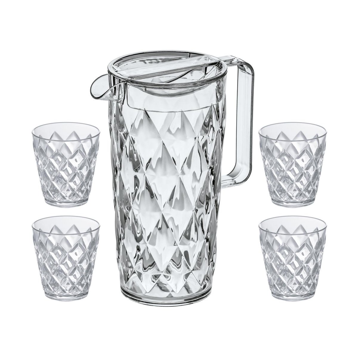 Koziol Crystal karaff inkl 4 glas Kristallklar | Skandinavisk Design | Vattenkaraffer & Kannor | Transparent