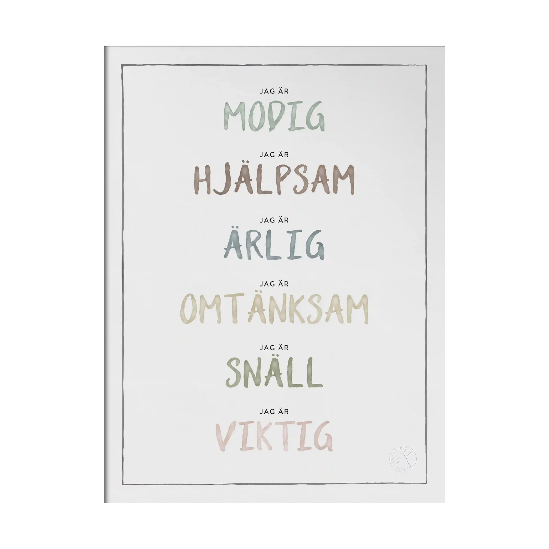 Jag är poster 30x40 cm, Dusty pastel Kunskapstavlan®