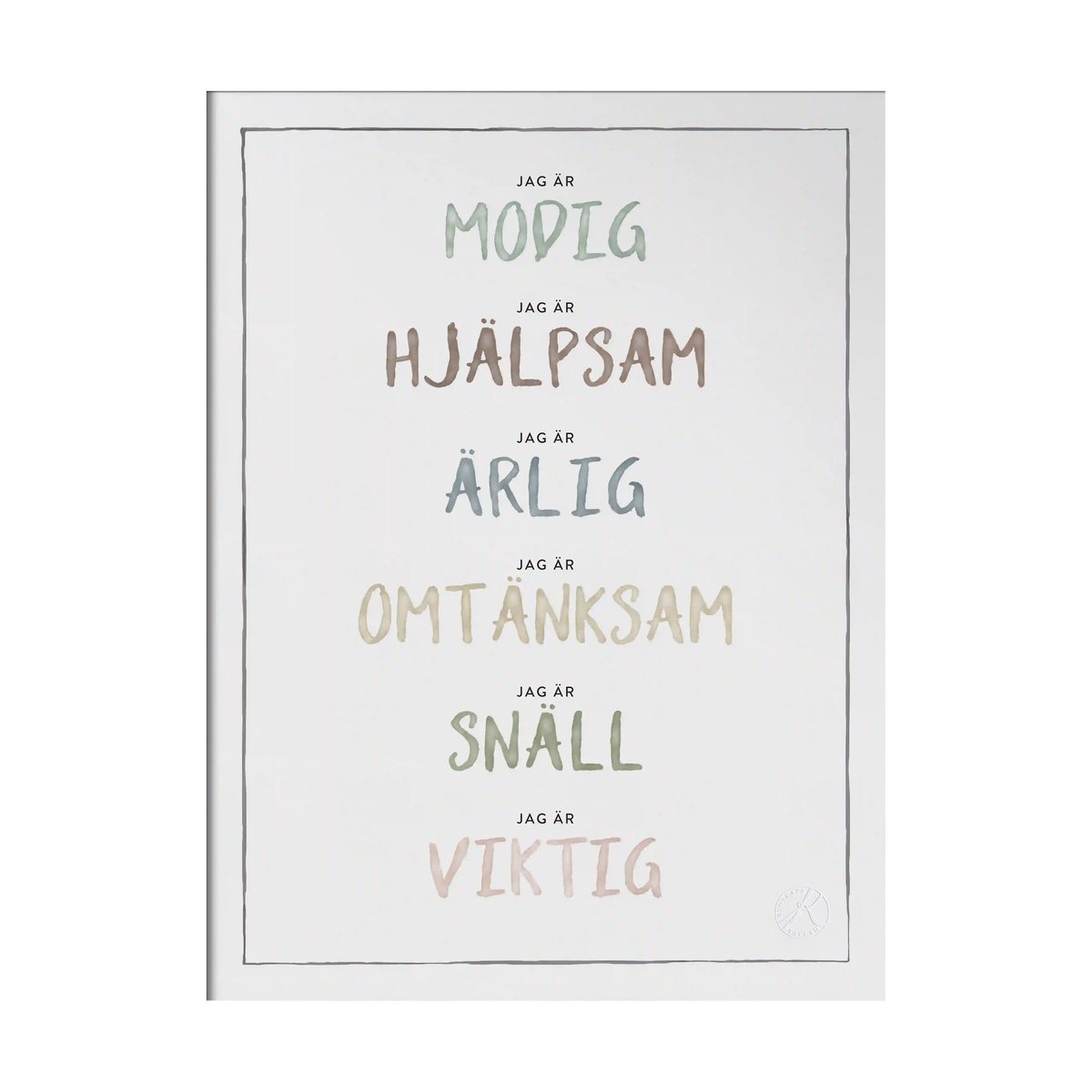 Kunskapstavlan Jag är poster 30x40 cm Dusty pastel