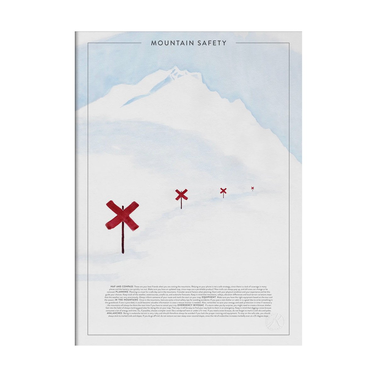 Kunskapstavlan Mountain safety poster 30x40 cm | Skandinavisk Design | Posters | Vit