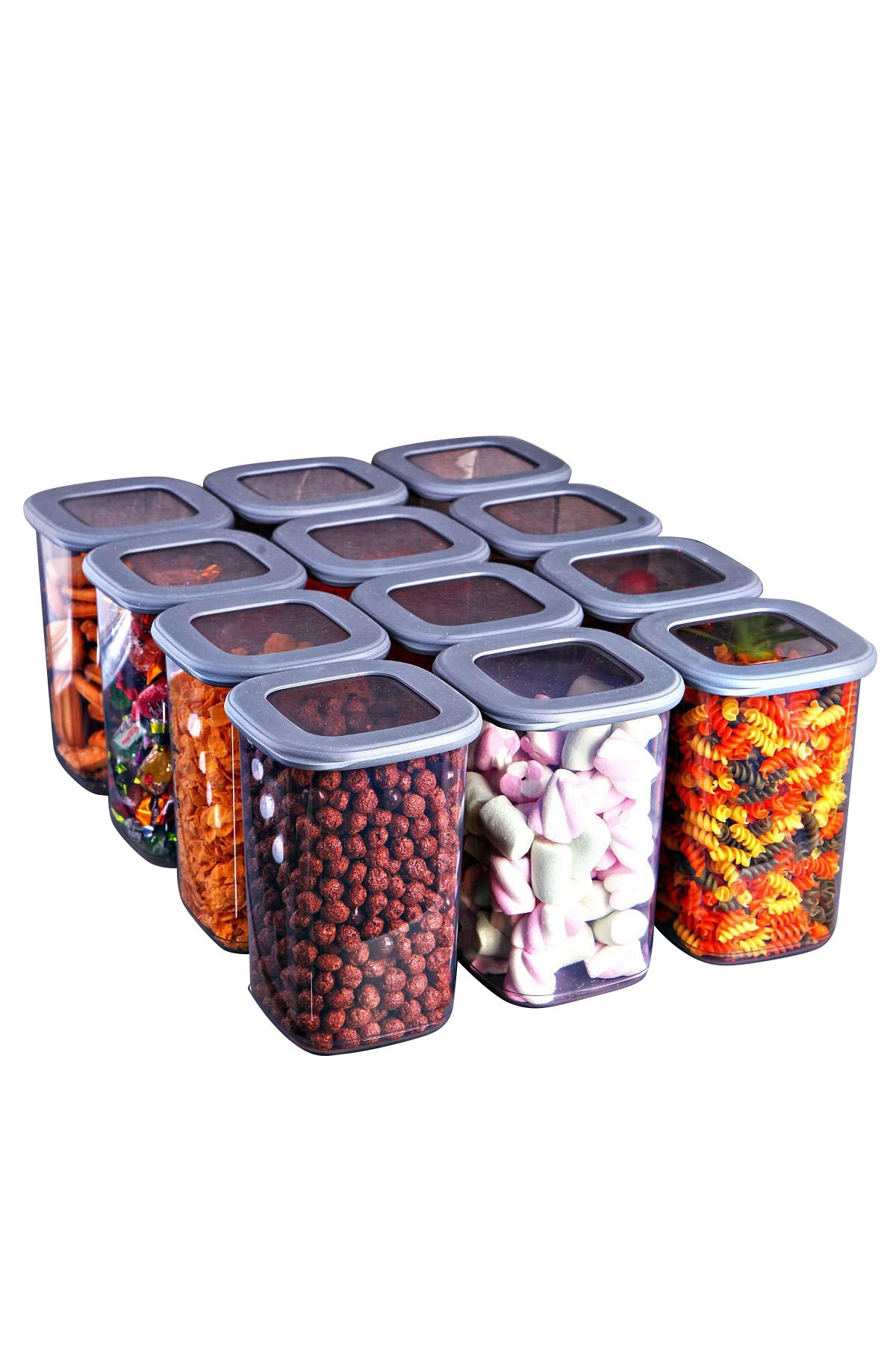 Kütahya förvaringsburk 1,2 L 12-pack | Skandinavisk Design | Förvaringsburkar | Grå