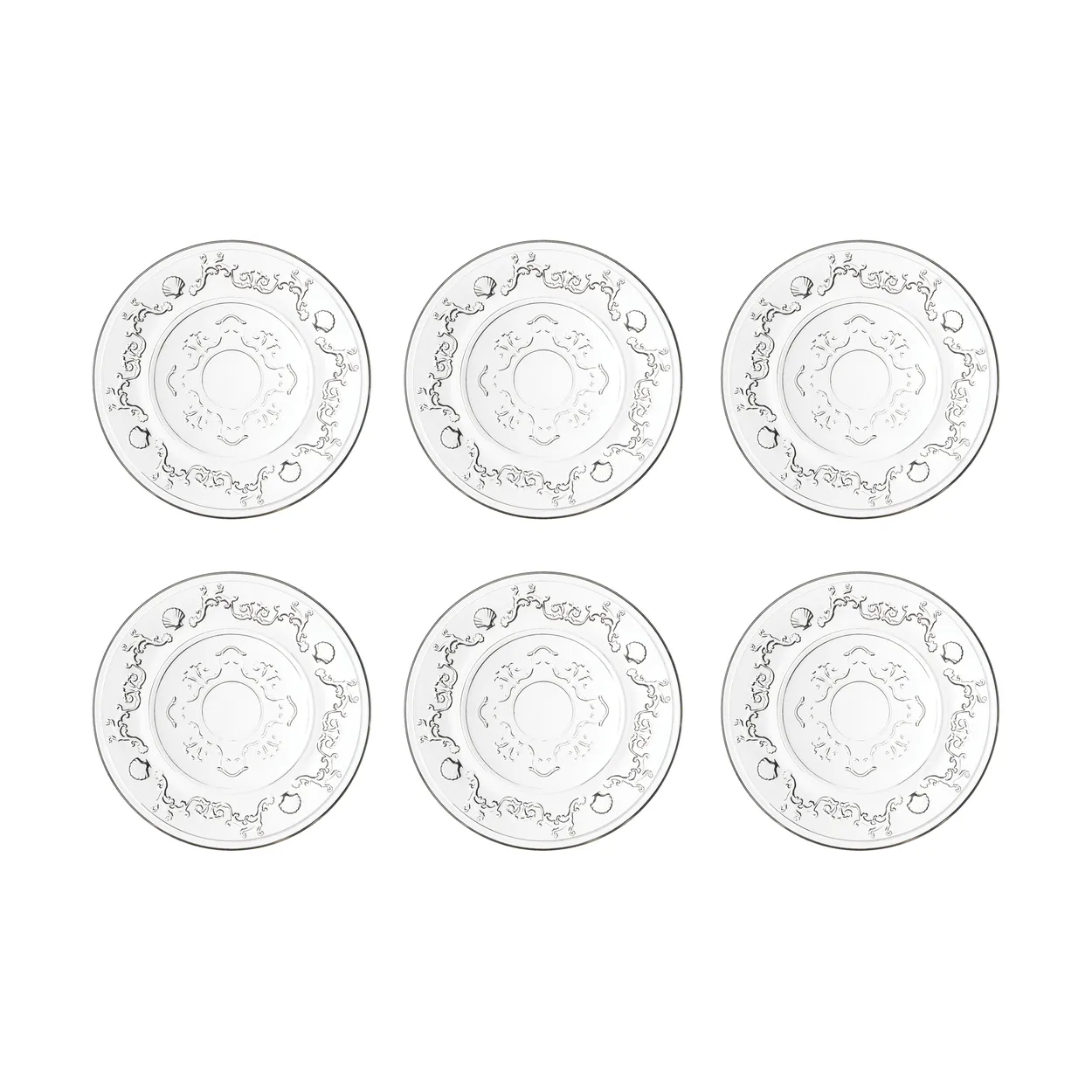 La Rochère Versailles assiett 6-pack Glas | Skandinavisk Design | Assietter | Transparent