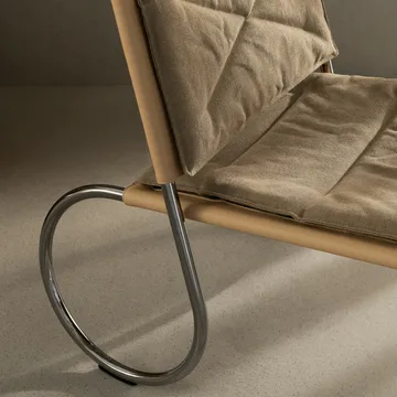 Corso easy chair stol - Elmo Nordic läder Natur-linneväv-krom - Lammhults