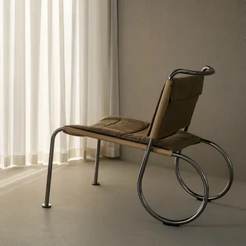 Corso easy chair stol - Elmo Nordic läder Natur-linneväv-krom - Lammhults