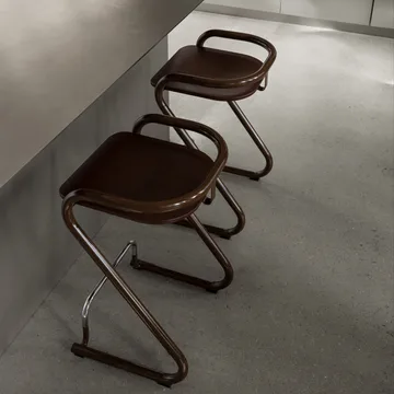 S70-3 barpall - Elmo Nordic läder Cognac-kromstativ - Lammhults