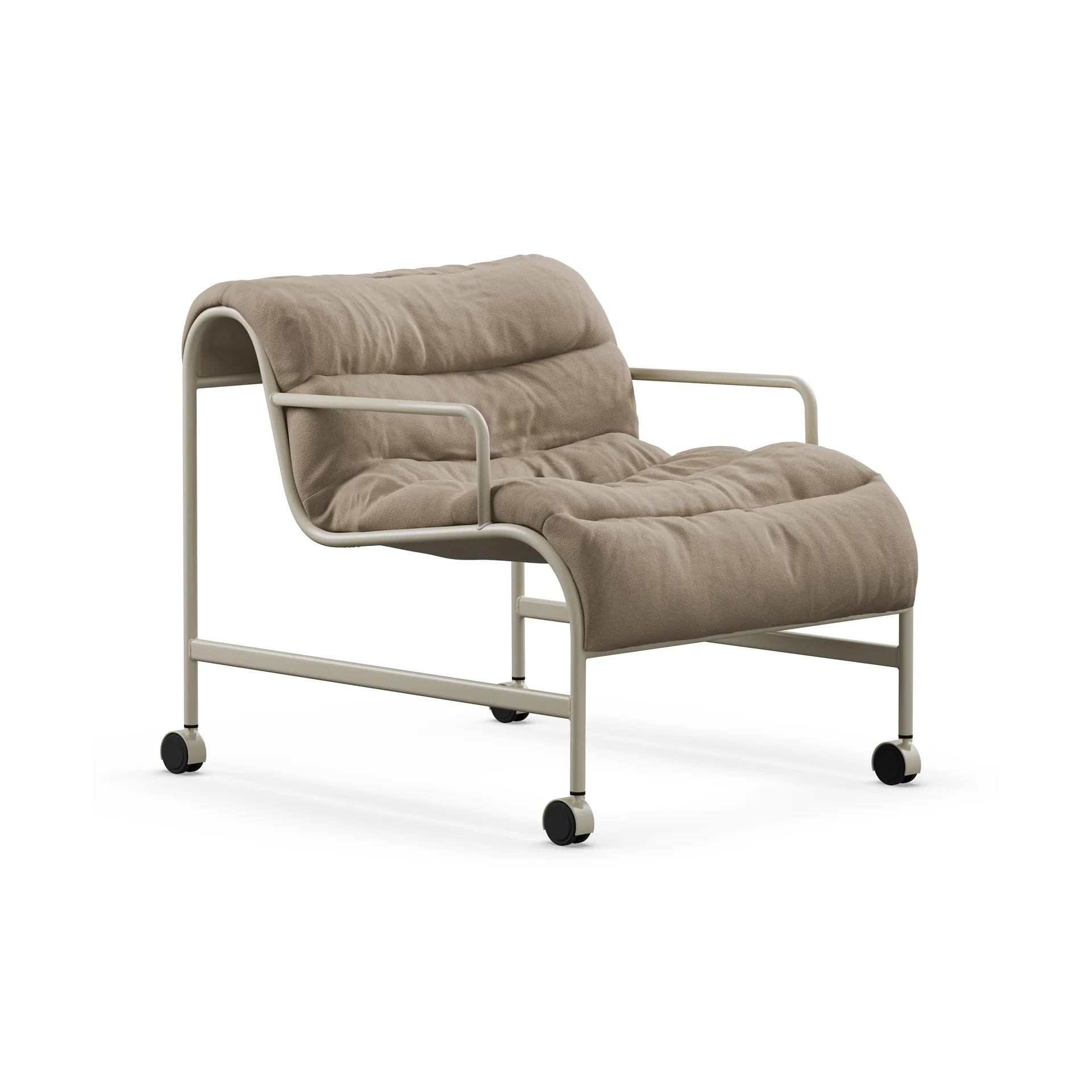 Sunny fåtölj med armstöd, Banrum Hemp-beige textur stativ m. hjul Lammhults