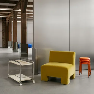 Tension rullvagn - Krom-beige-beige lädermatta - Lammhults