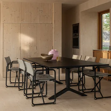 X75-2 karmstol - Linneväv natur-Elmo Nordic läder Cognac-kromade ben - Lammhults