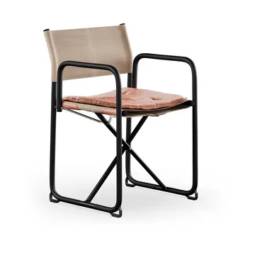 X75-2 karmstol - Linneväv natur-Elmo Nordic läder Cognac-svarta ben - Lammhults