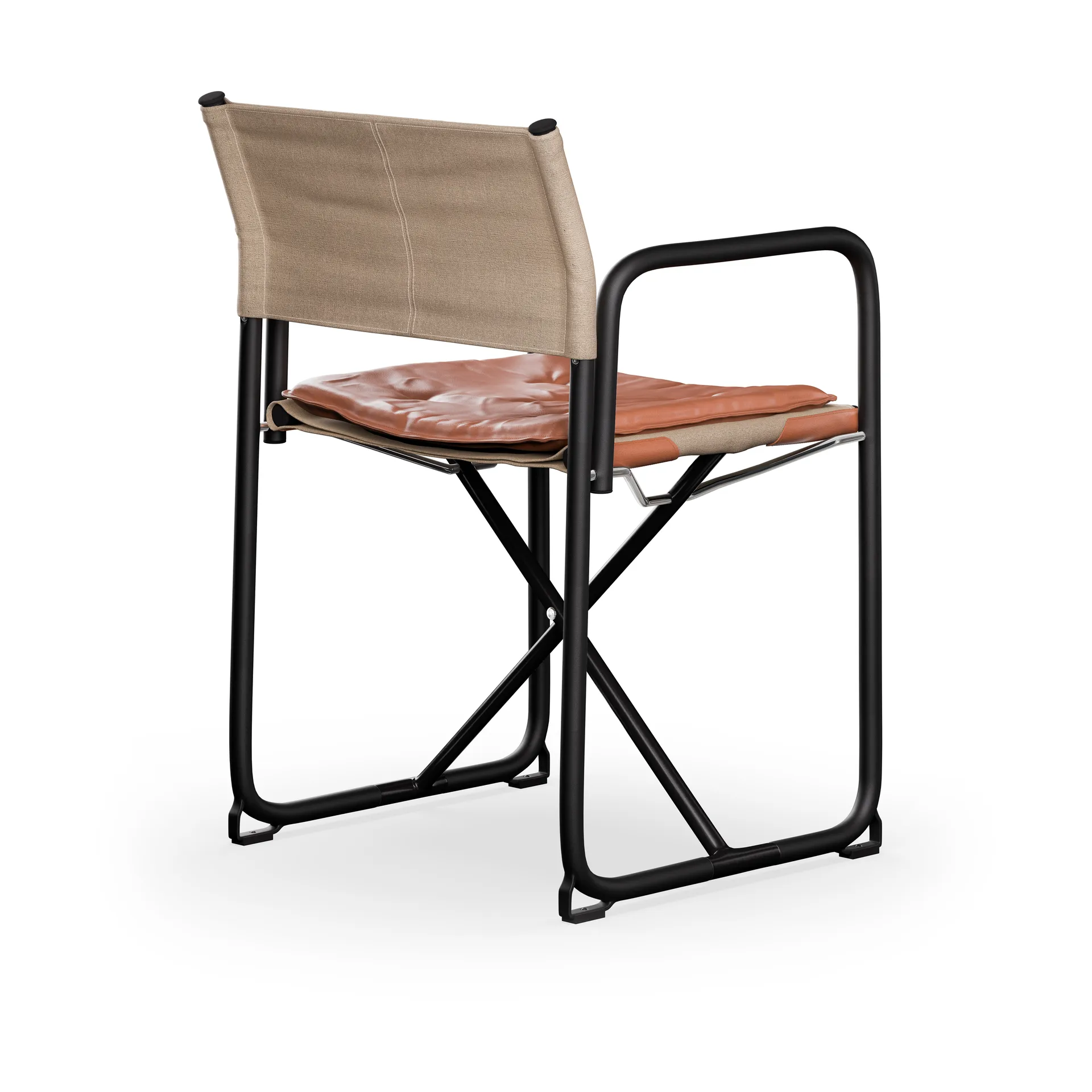 X75-2 karmstol, Linneväv natur-Elmo Nordic läder Cognac-svarta ben Lammhults