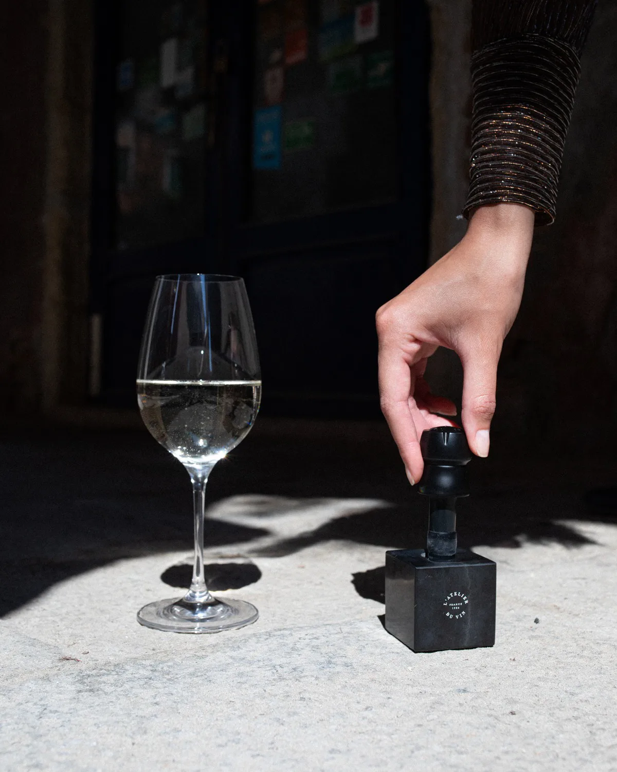 Champange korkstoppare, Svart-marmor L'Atelier du Vin